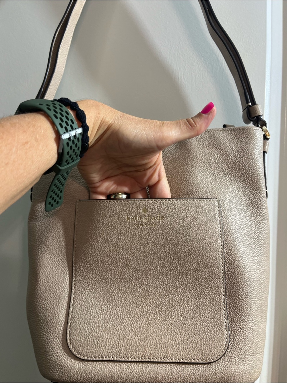 kate spade Pebbled Leather Shoulder Bag in Taupe - Picture 3 of 16